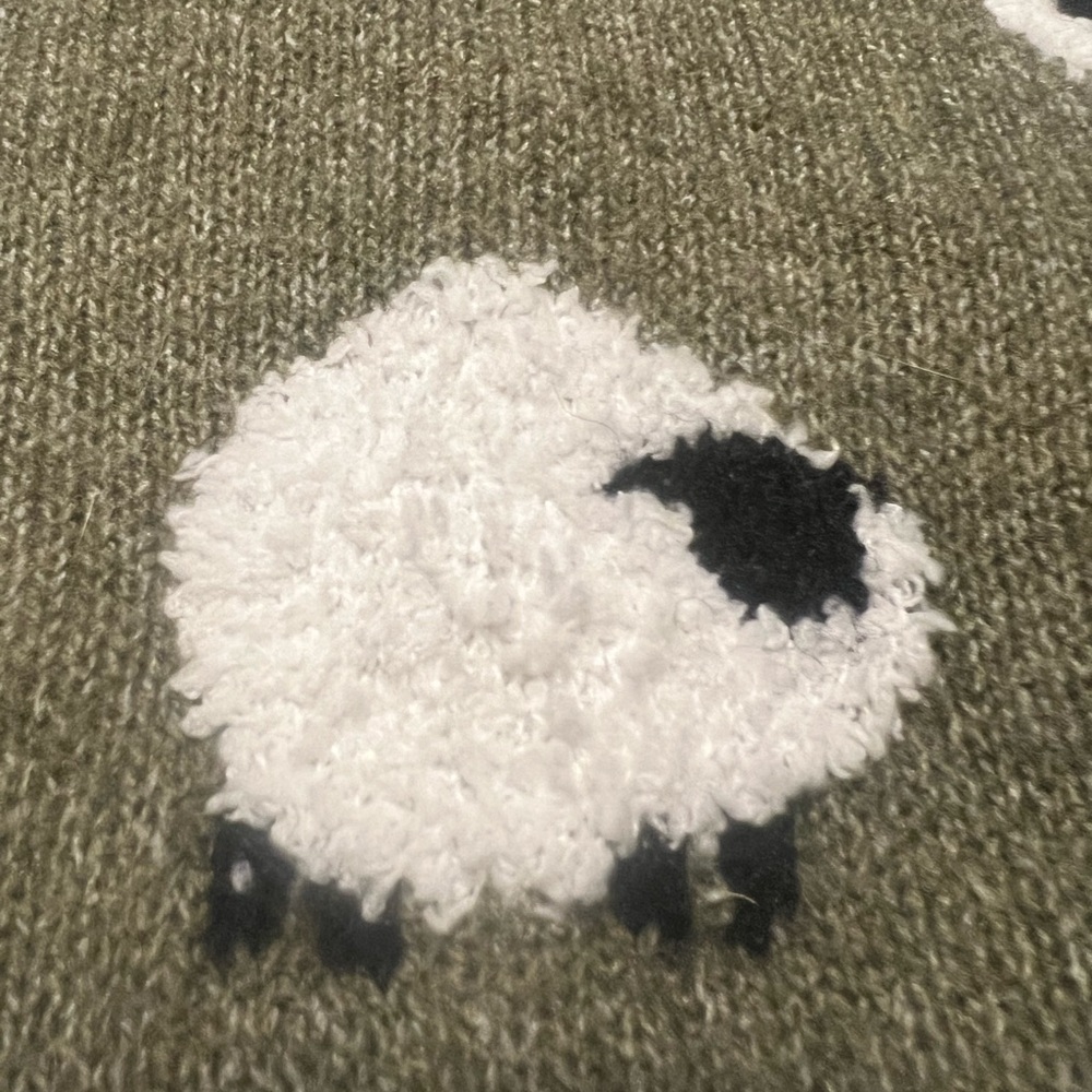 Charming Olive Sheep Pattern Sweater - image 6